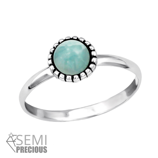 Real Amazonite stone ring made from sterling silver | april child australia