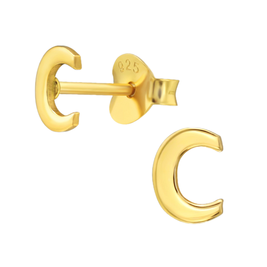 Gold C initial studs