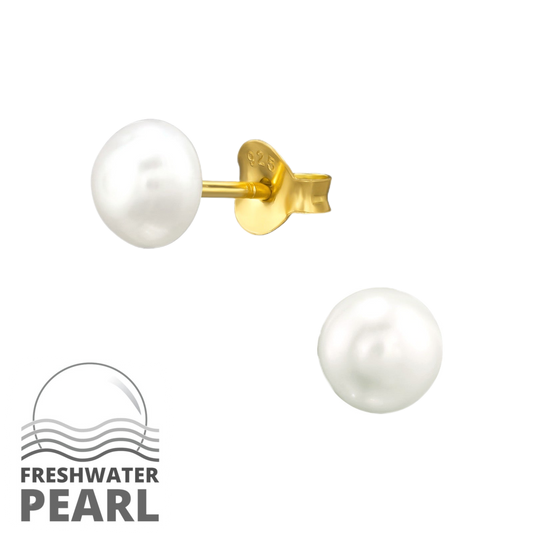 Gold Freshwater pearl studs