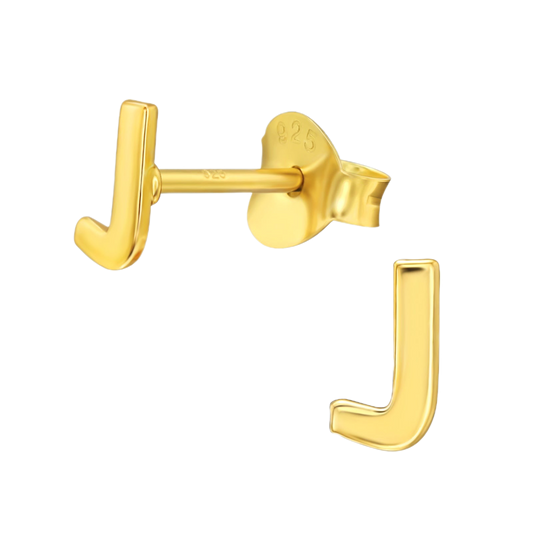 Gold J initial studs