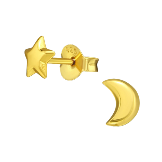 Gold Moon & star studs