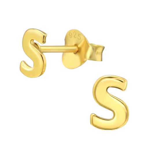 Gold S initial studs