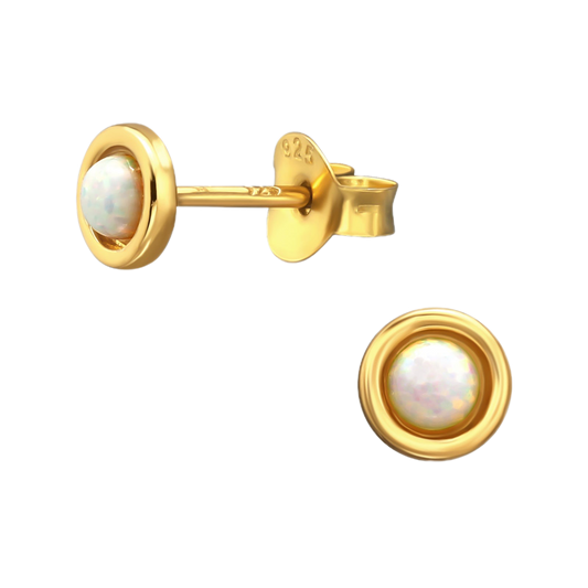 Gold White dreams studs