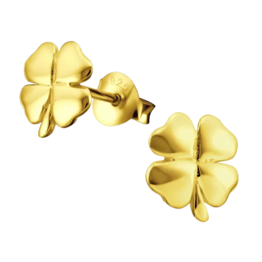 Gold Lucky clover studs