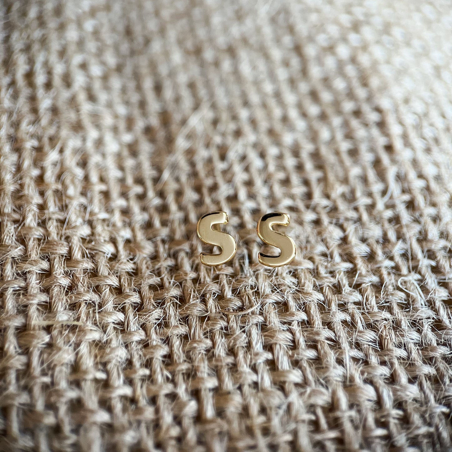 Gold S initial studs