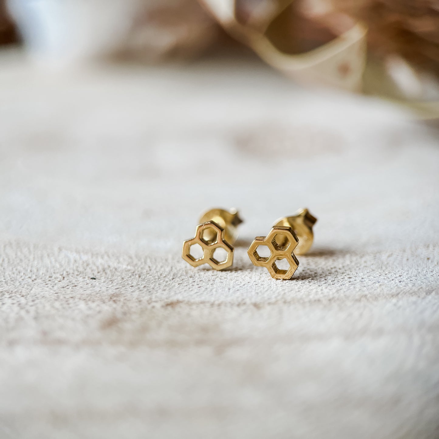 Gold Honeycomb studs