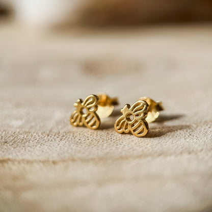 Gold bee happy studs